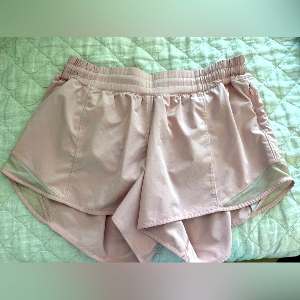 Light Pink Lululemon Hotty Hot 4” shorts
